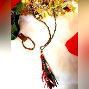 Super cute beaded tassel necklace and bracelet set